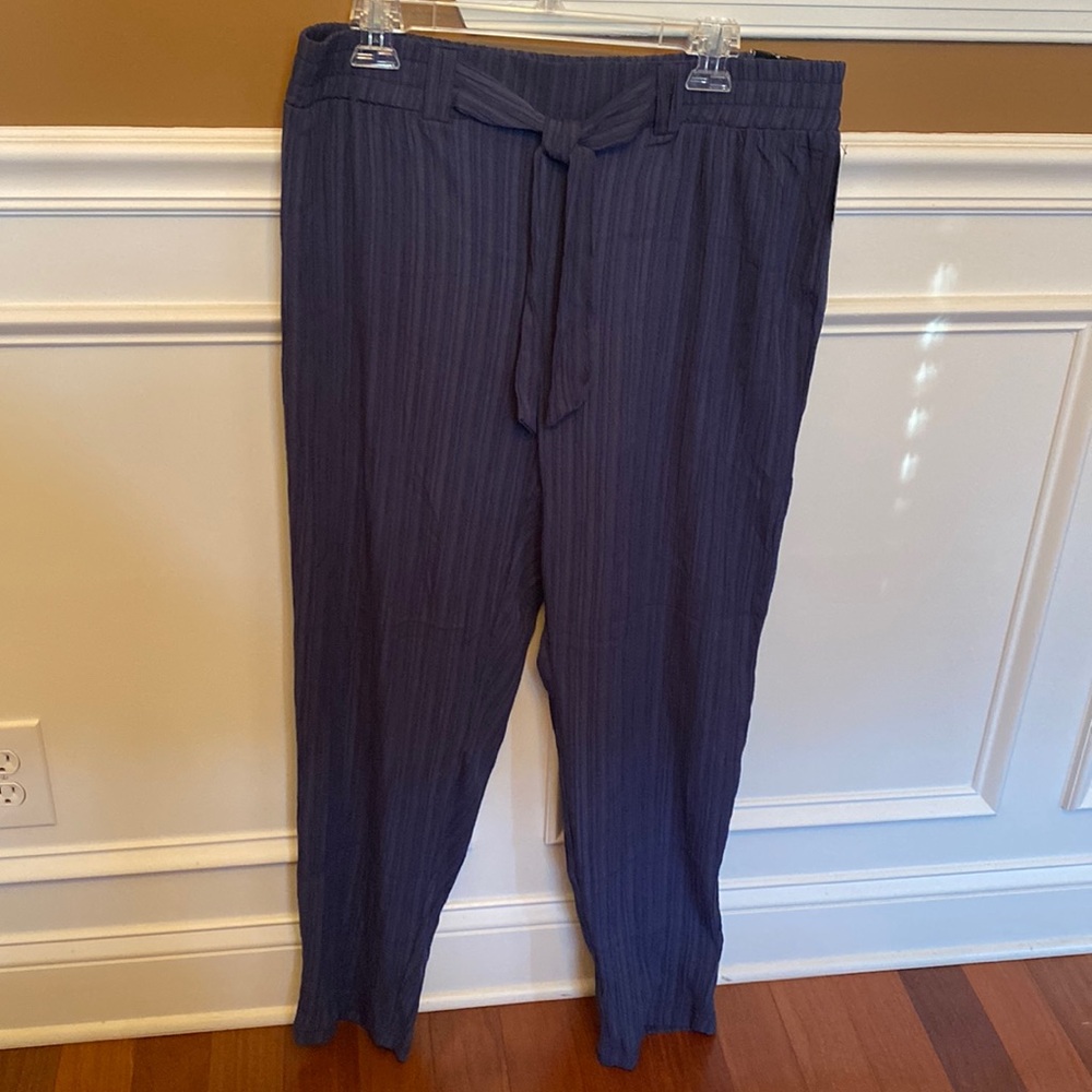 SOHO Apparel NWT Dressy Blue Pants Elastic wTie Belt Waist / Size XL - Picture 5 of 14